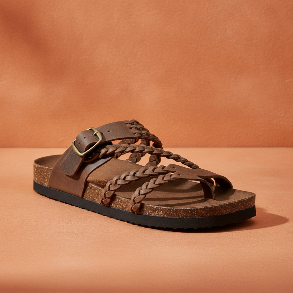 Hayleigh Braided Cork Sandals — Brown