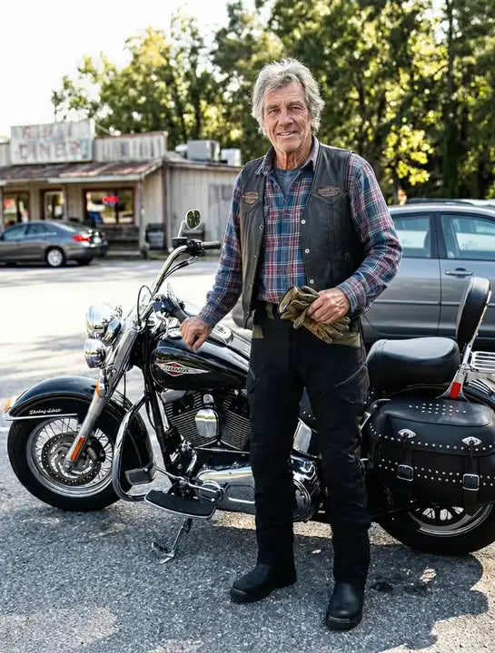 Rider wearing RoadVault pants